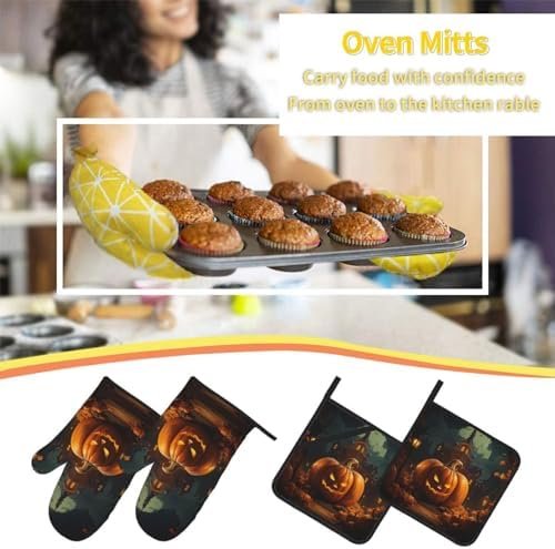 Thick Halloween Oven Mitts Set