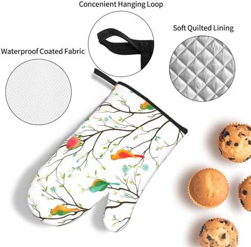 Cute-Loving LANAIQO Birds Oven Mitts Set