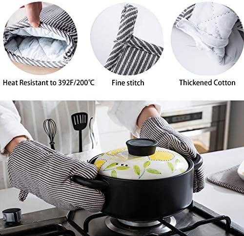Safe Heat-Resistant 4-Piece Oven Mitts Pot Holders for Kitchen Use