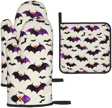 Halloween Flying Bat Oven Mitts And Pot Holders