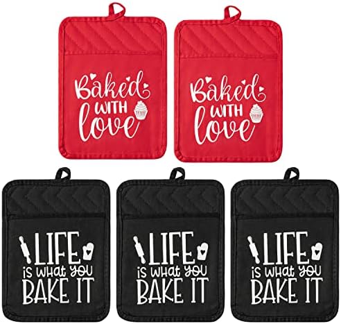5-Piece Heat-Resistant Baking Potholders for Kitchen