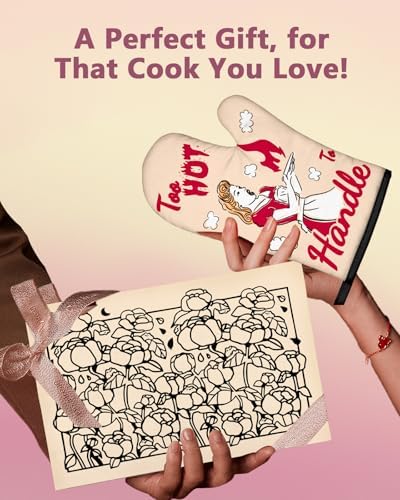 Swooflia Funny Oven Mitts Heat-Resistant Kitchen Gloves for Women
