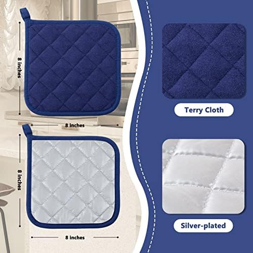 Joy Halo - Potholders Clearance - Heat-Resistant Kitchen Pots - Dark Blue Set of 5