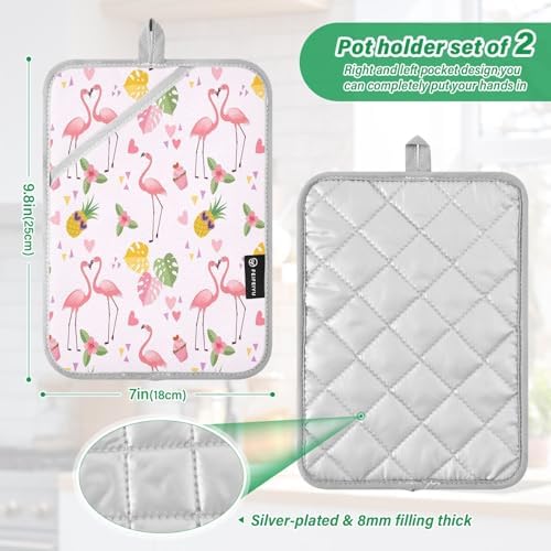 Kcldeci Cute Flamingo Pot Holder Set