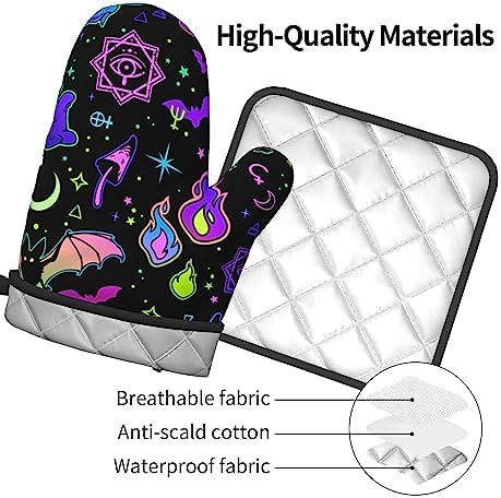 Fashionable High-Quality Halloween Goth Witchy Oven Mitts and Potholders