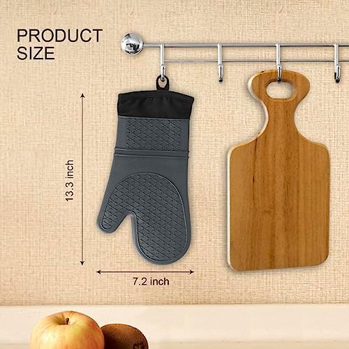 Two silicone oven mitts non-stick heat-resistant 500F 13in