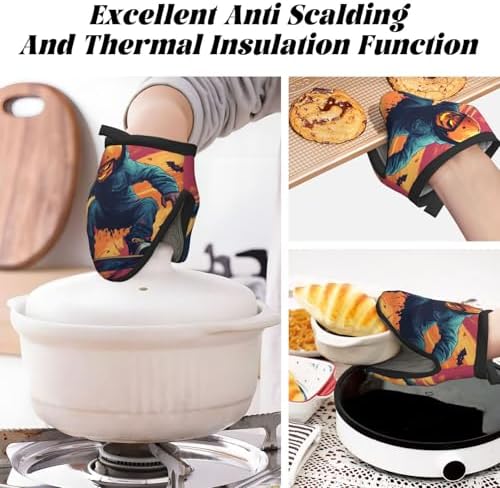 Zombie Skeleton and Frankenstein Halloween Characters Mini Silicone Oven Mitts