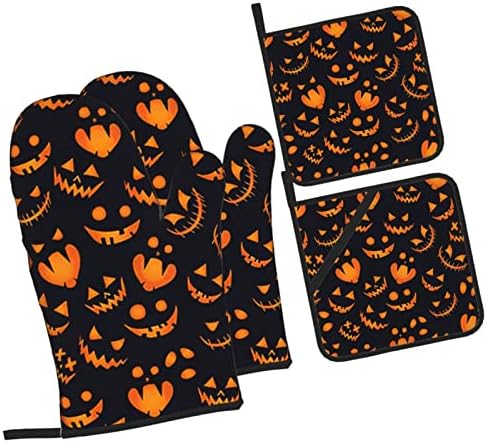 Pumpkin Oven Mitts Heat-Resistant Set of 4