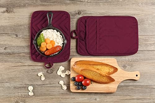 7x9 Red Oven Pot Holder with Pocket Heat-Resistant Cotton Potholder