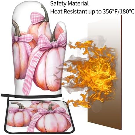 Halloween Treat Heat-Resistant Oven Mitts Set for Baking BBQ