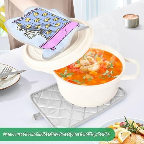 2pc Skeleton Bone Pot Holder Pockets Non-Slip Halloween Kitchen Use