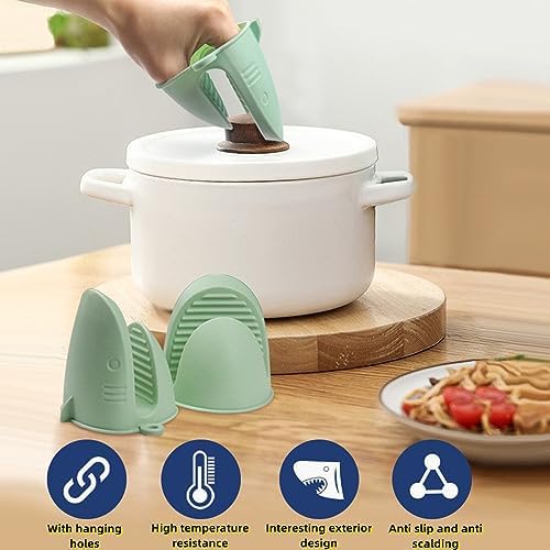 Mini Oven Gloves Silicone Heat Resistant Cooking Pinch Mitts Potholder Blue
