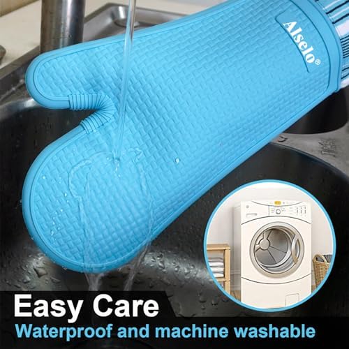 Alselo Oven Mitts Heat Resistant Silicone for 550 Degrees