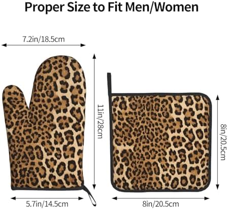 Leopard Print Oven Mitts and Pot Holders 2pcs Set
