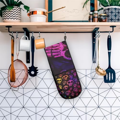 Skulls Halloween Double Oven Mitt Heat Resistant Kitchen Gloves