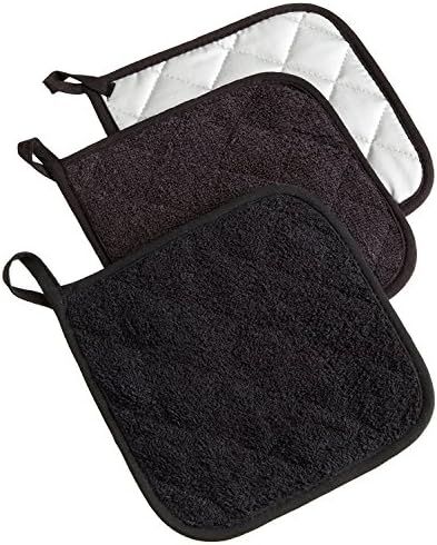 Versatile Safe 3-Piece Cotton Potholders Set Black