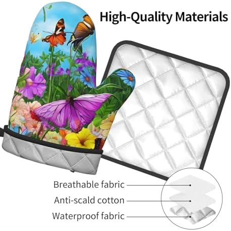 Cute Bird Flower Printed Oven Mitts Potholders