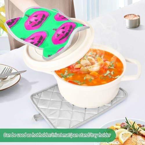 2-Piece Halloween Pink Pumpkin Potholders