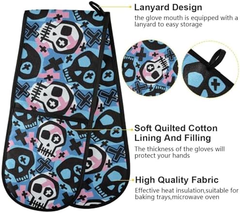 Funky Skull Happy Halloween Double Oven Mitt for Cooking Baking