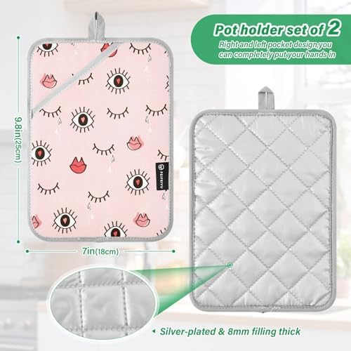 KCldeci Heat-Resistant Potholders Set for Kitchen Baking
