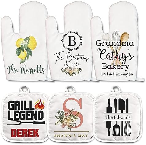Personalized Oven Mitt Pot Holder Set Essential for Cooking Love