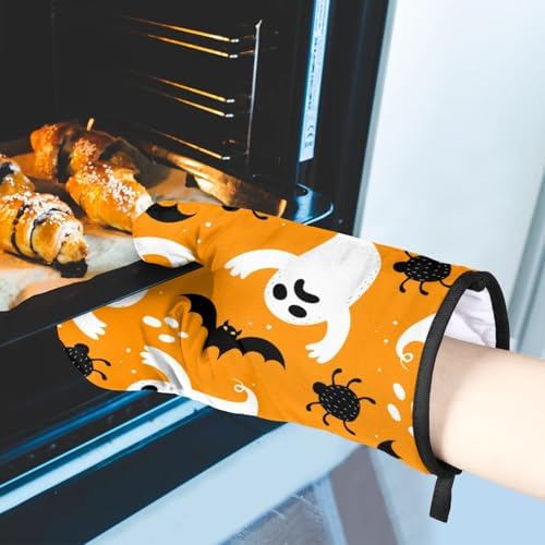 Aglebo Halloween Ghost Spider Oven Mitts Pot Holders Set of 2