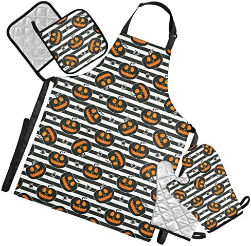 Perfect Halloween Oven Mitts Apron Set for Baking Cooking