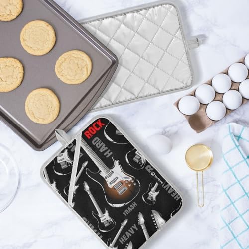 Dalzium Electric Guitar Rock Music Potholder Set - Heat-Resistant