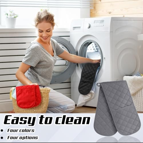 TecUnite 4-Piece Heat-Resistant Oven Mitt Set Durable Kitchen Essentials