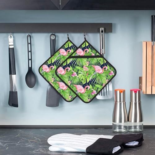 Elegant Heat-Resistant Flamingo Potholders for Kitchen Collection