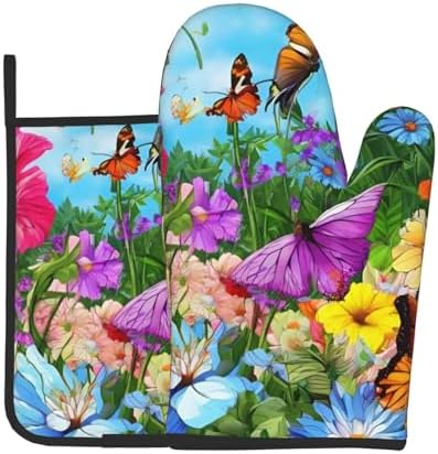 Cute Bird Flower Printed Oven Mitts Potholders