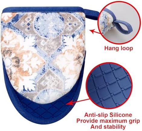 Alselo Mini Silicone Oven Mitts 2-Pack Dusty Blue 1