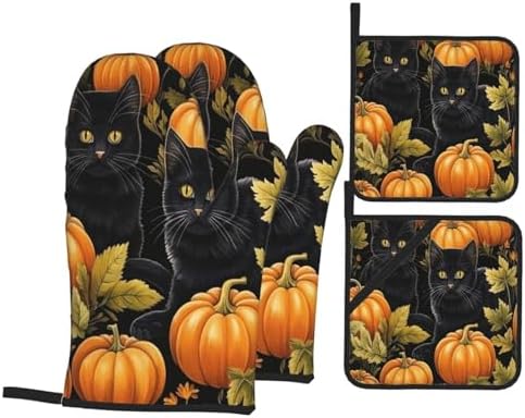 Halloween Treat Safe Oven Mitts Pot Holders for Baking BBQ