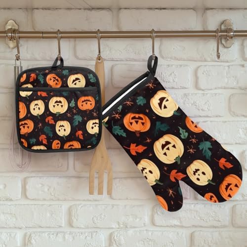Cute Pumpkins Halloween Oven Mitts Potholders