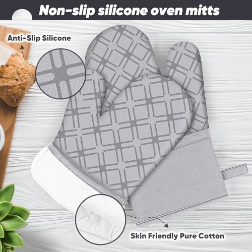 6-Piece Oven Mitts Set Heat-Resistant Premium Soft
