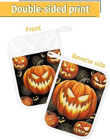 Gehucokee Halloween Pot Holder with Pocket Set - Blackand