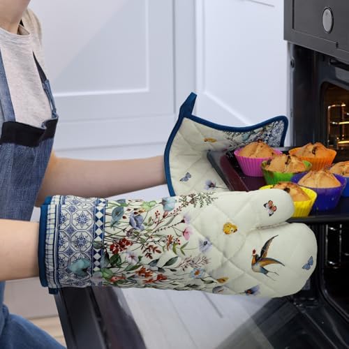 Retro Wildflowers Oven Mitts Pot Holders 4Pcs