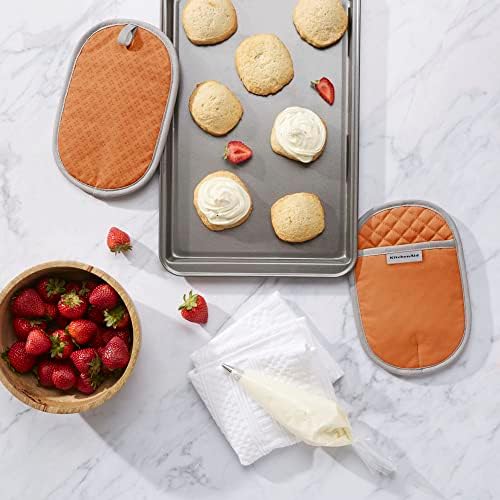 KitchenAid Heat-Resistant Cotton Potholders Set of 2 Honey Orange Machine Washable
