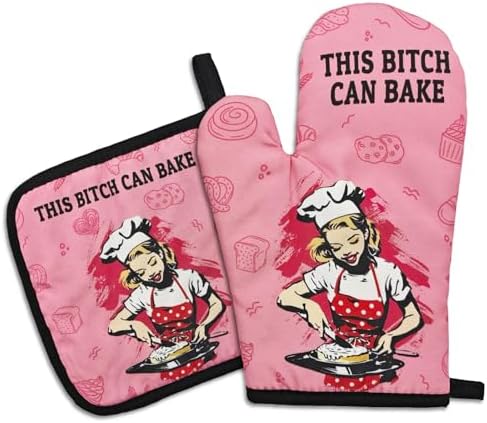 GOSJINN K - Funny Oven Mitts Pot Holders - Unique Kitchen Basket - 2x Set