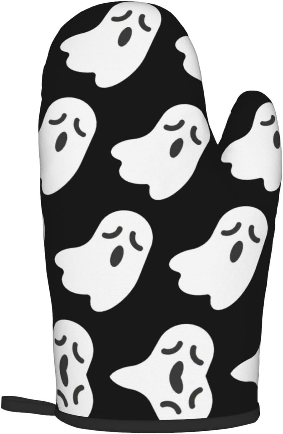 Cute White Ghost Oven Gloves for Cooking and Baking with Halloween Patterns