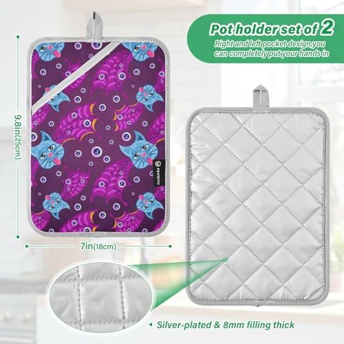 Exclusive Halloween Cat Face Potholders Set for Baking Cooking