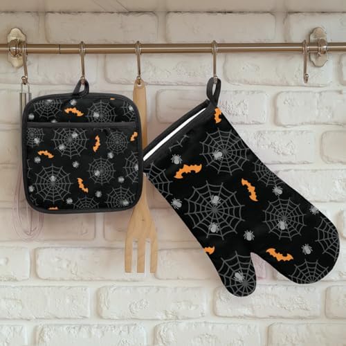 Aglebo Halloween Oven Mitts and Pot Holders Set of 2