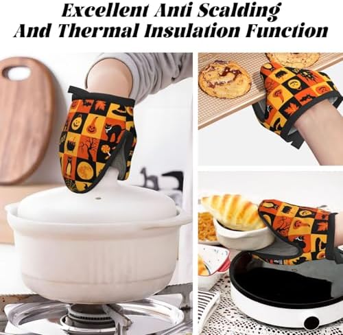 Halloween Symbol Oven Mitts - Heat Resistant Non-Slip