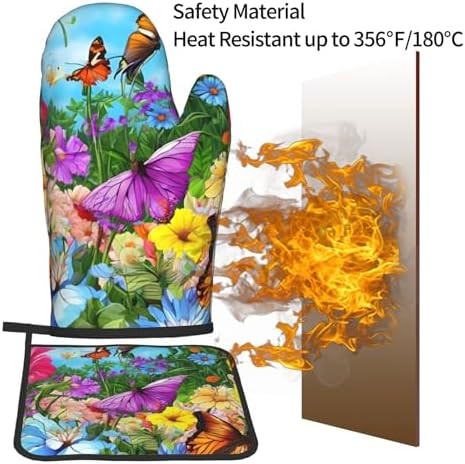 Cute Bird Flower Printed Oven Mitts Potholders