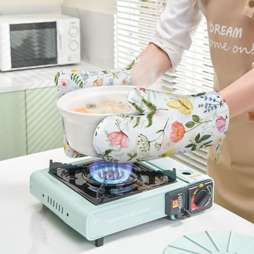 DONMYER Wildflowers Butterfly Oven Mitt Set 4 pcs