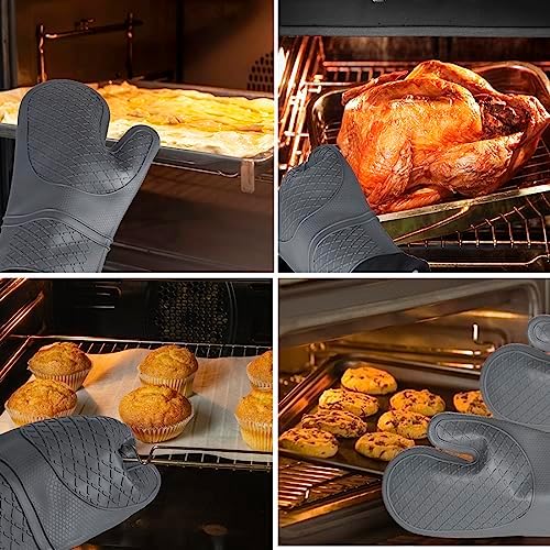 Two silicone oven mitts non-stick heat-resistant 500F 13in