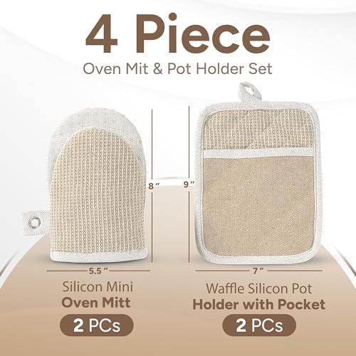 Casa Platino Mini Oven Mitts Silicone Pot Holders Set - Heat-Resistant KitchenEssentials