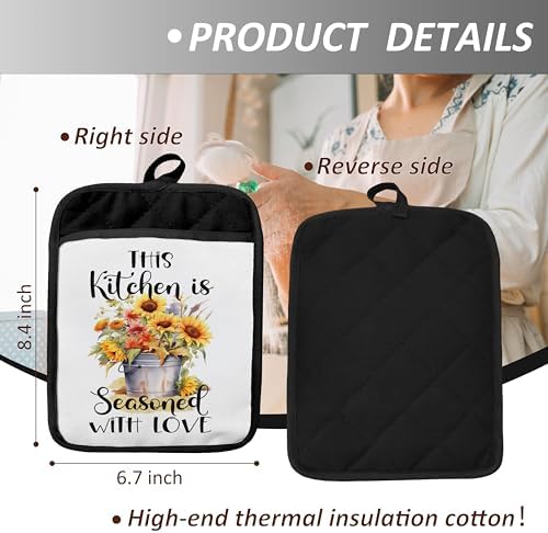 YeiHe 402Potholder Spring Floral Kitchen Pot Holder with Pockets