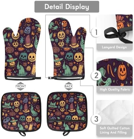 Halloween Abstract Pumpkins Oven Mitts Pot Holders