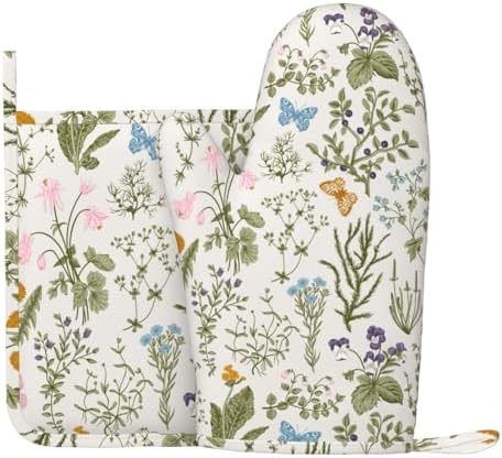 Cozy Floral Oven Mitts Set